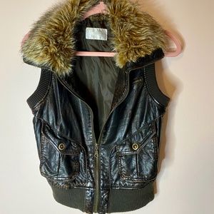 Bomber Vest  Faux Leather/Fur